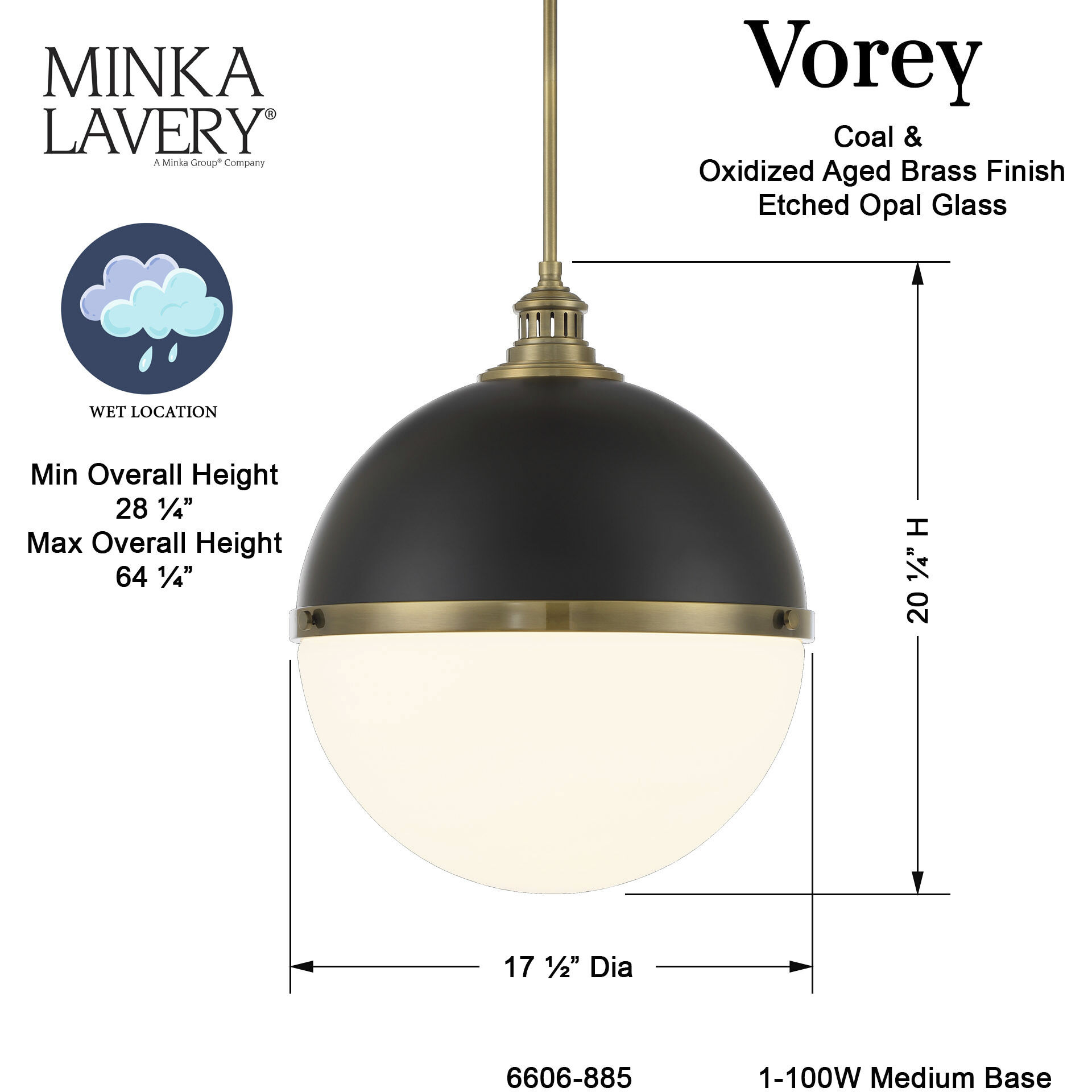 Vorey 1 Light 17.5 inch Coal And Oxidized Aged Brass Pendant Ceiling Light